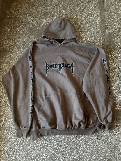 Balenciaga Metal Logo Distressed Hoodie