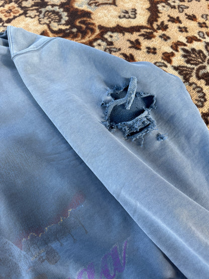 Balenciaga Paris Moon distressed hoodie blue