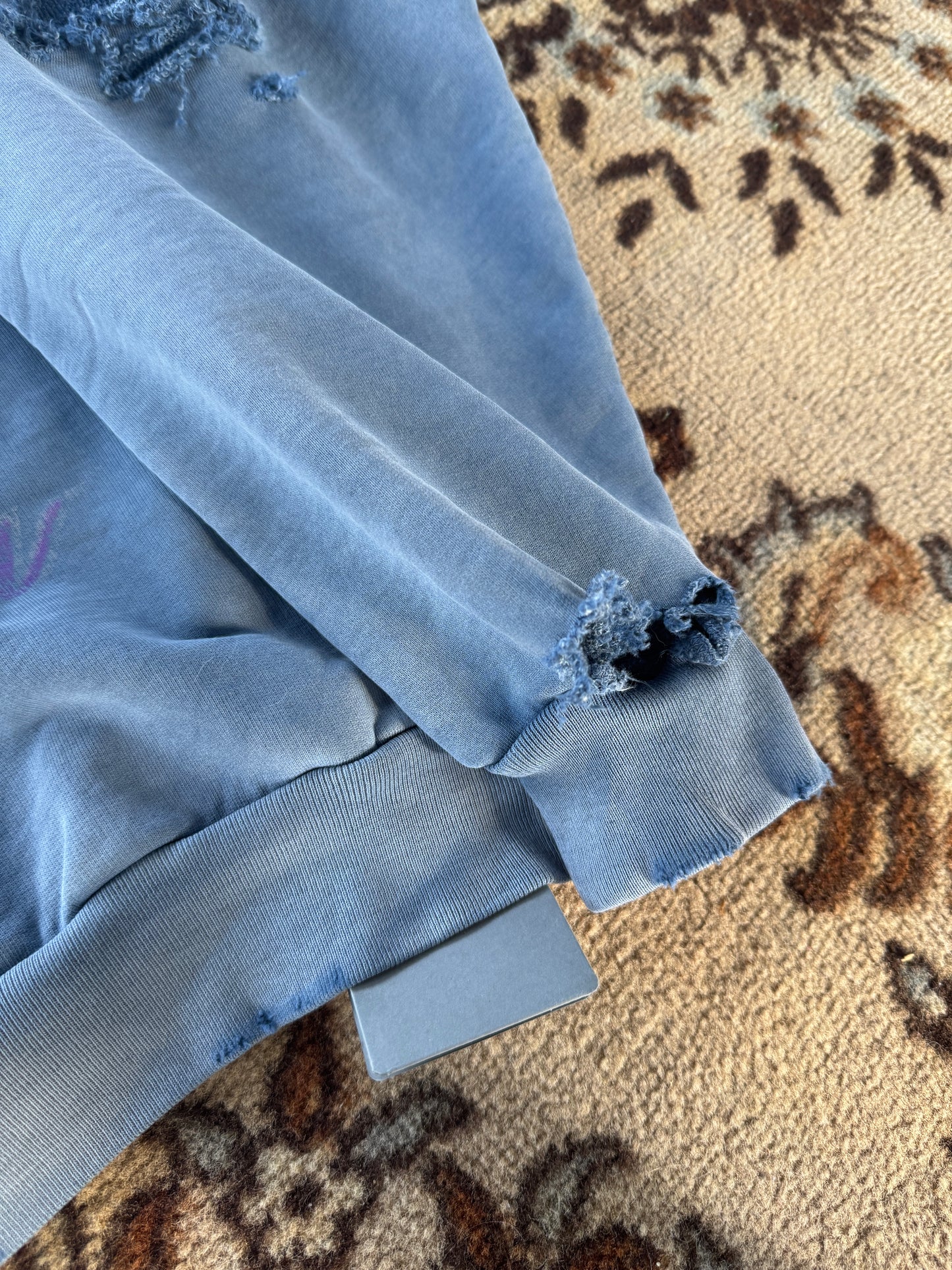 Balenciaga Paris Moon distressed hoodie blue