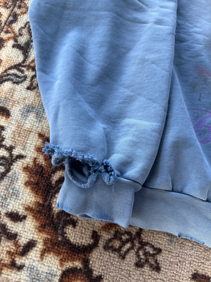 Balenciaga Paris Moon distressed hoodie blue