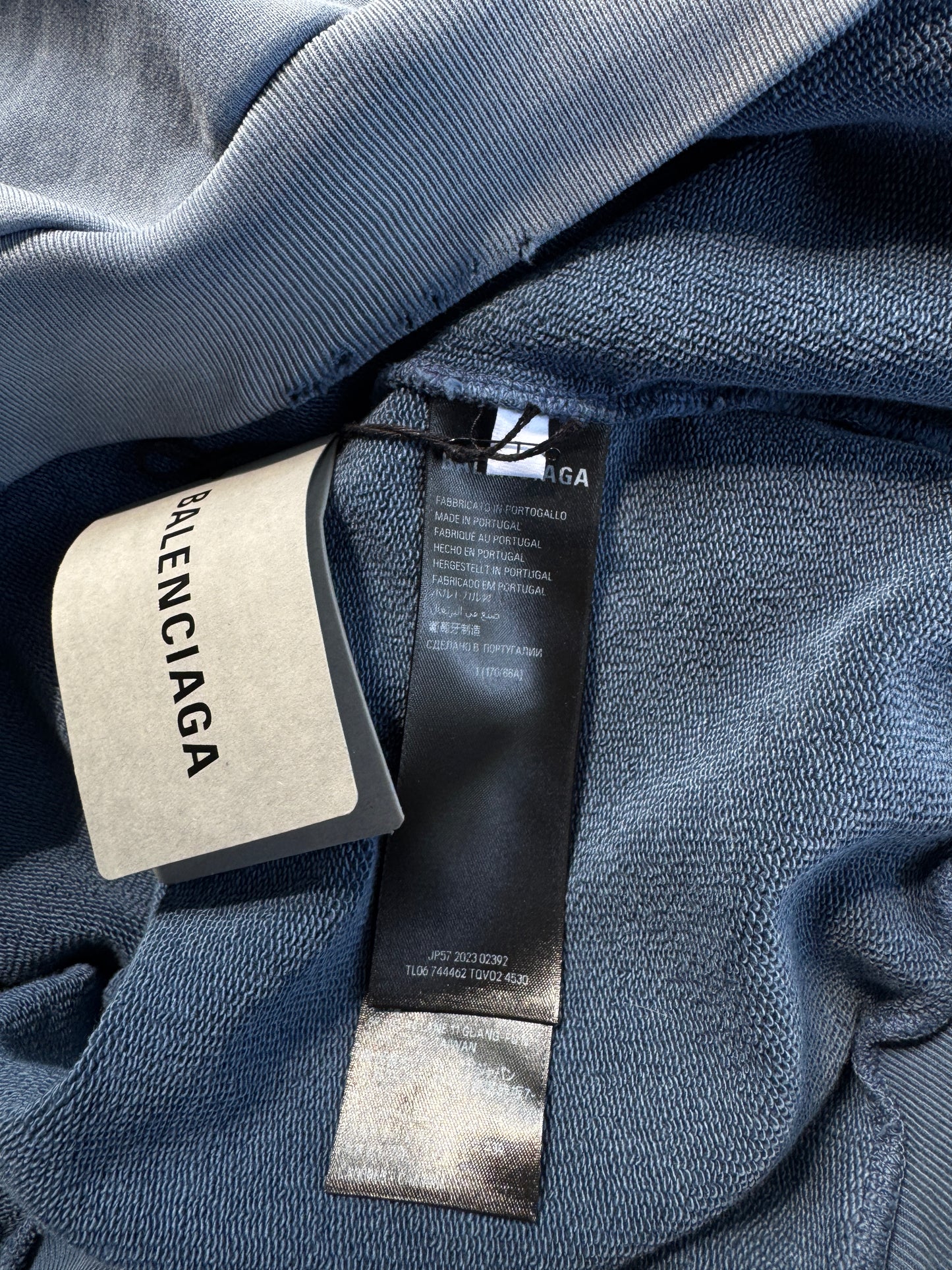 Balenciaga Paris Moon distressed hoodie blue