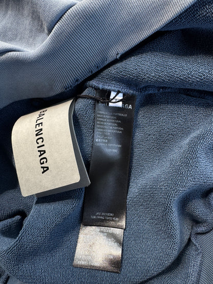 Balenciaga Paris Moon distressed hoodie blue