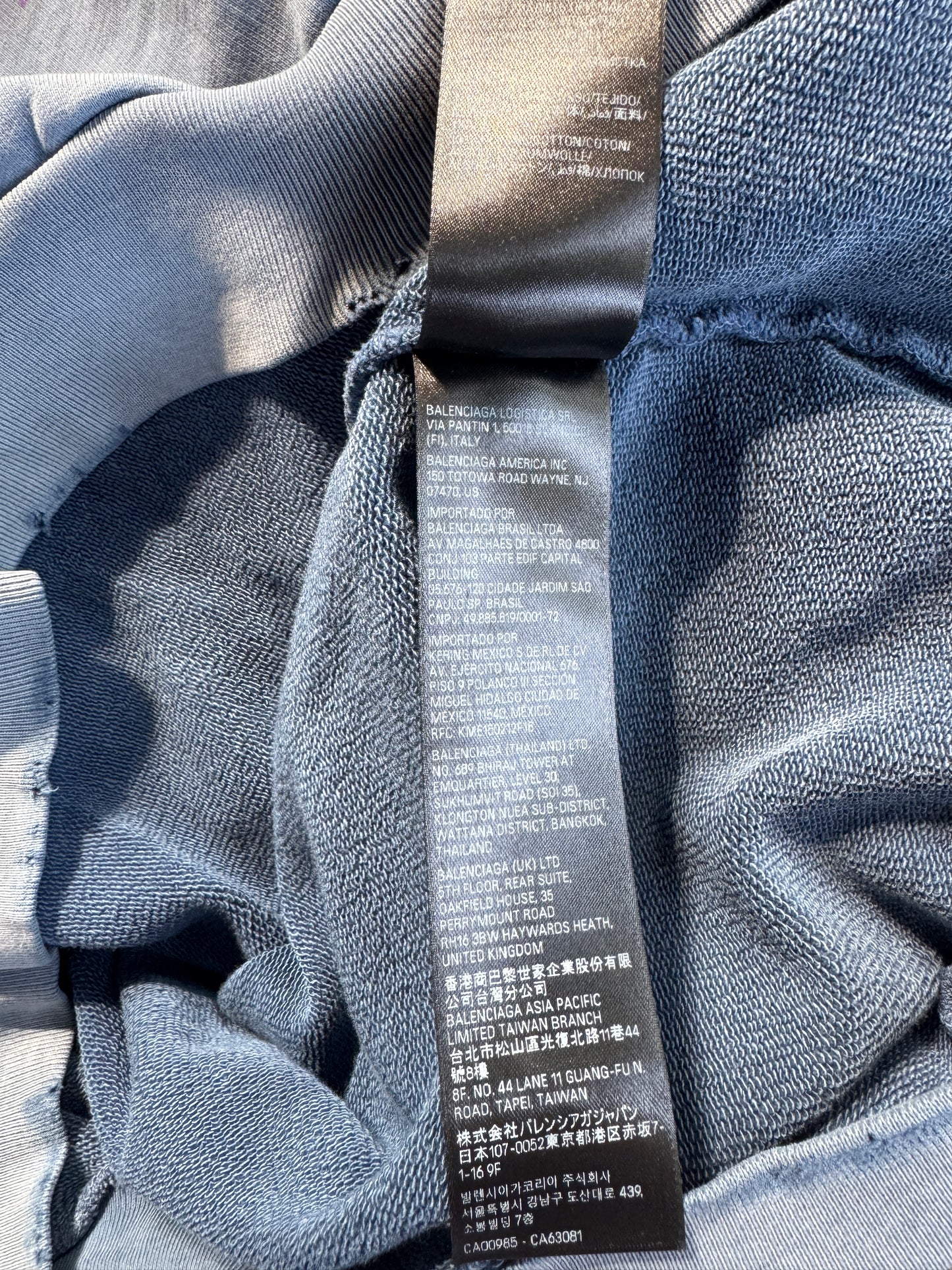 Balenciaga Paris Moon distressed hoodie blue
