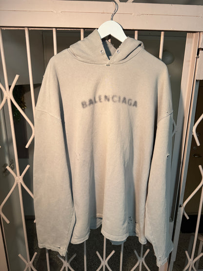 Balenciaga Blurry logo distressed hoodie