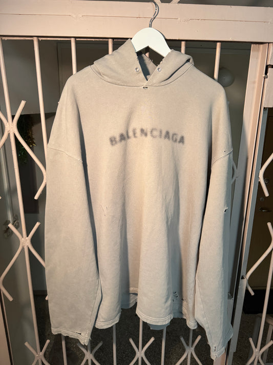 Balenciaga Blurry logo distressed hoodie
