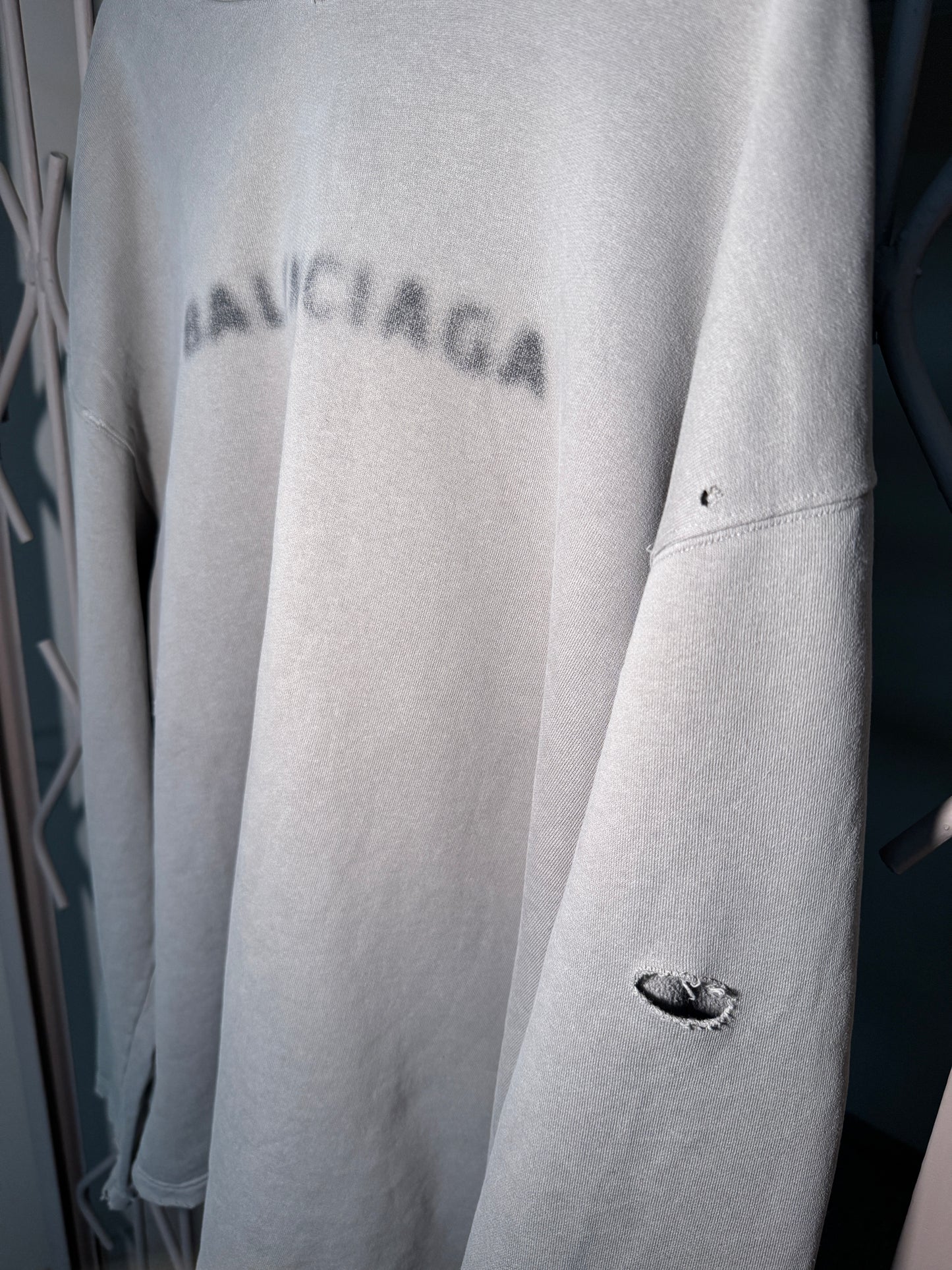 Balenciaga Blurry logo distressed hoodie