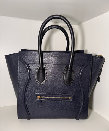 Celine Leather Luggage Tote bag Navy