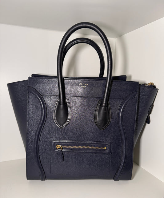 Celine Leather Luggage Tote bag Navy