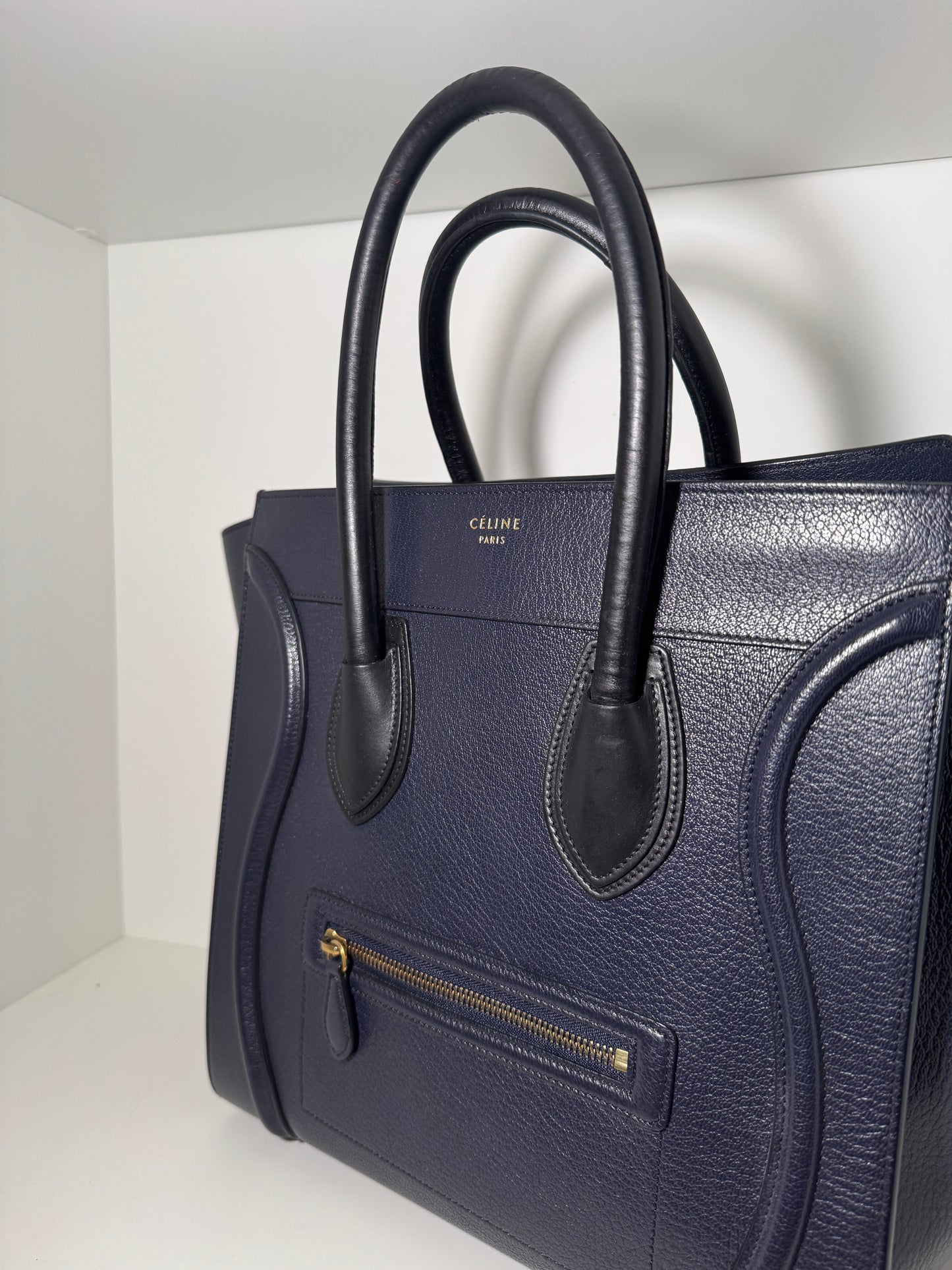 Celine Leather Luggage Tote bag Navy