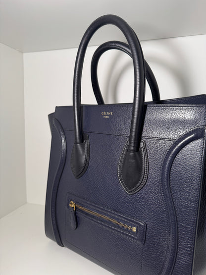 Celine Leather Luggage Tote bag Navy
