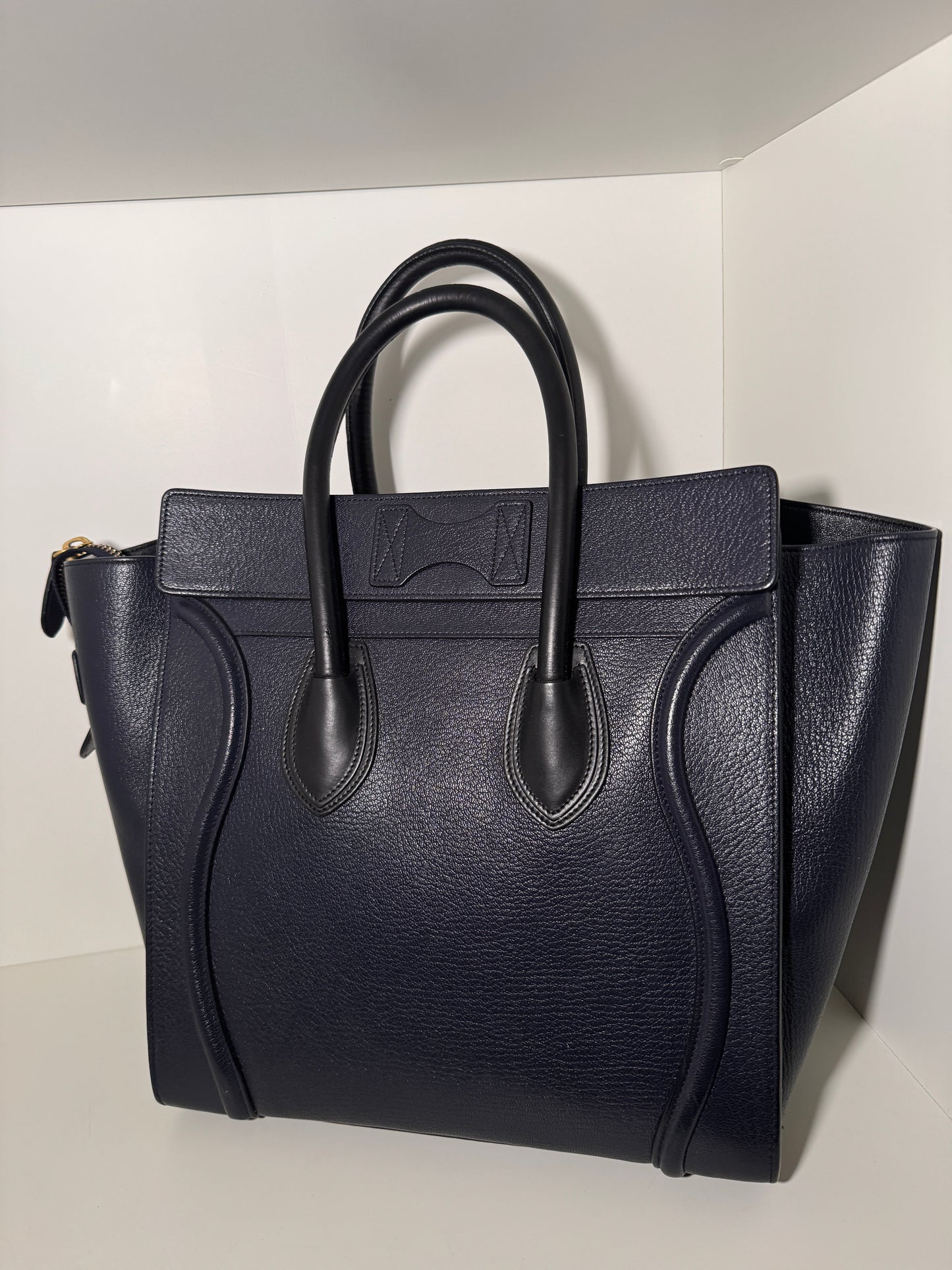 Celine Leather Luggage Tote bag Navy