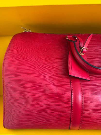 Louis Vuitton Red Epi Leather Keepall 45