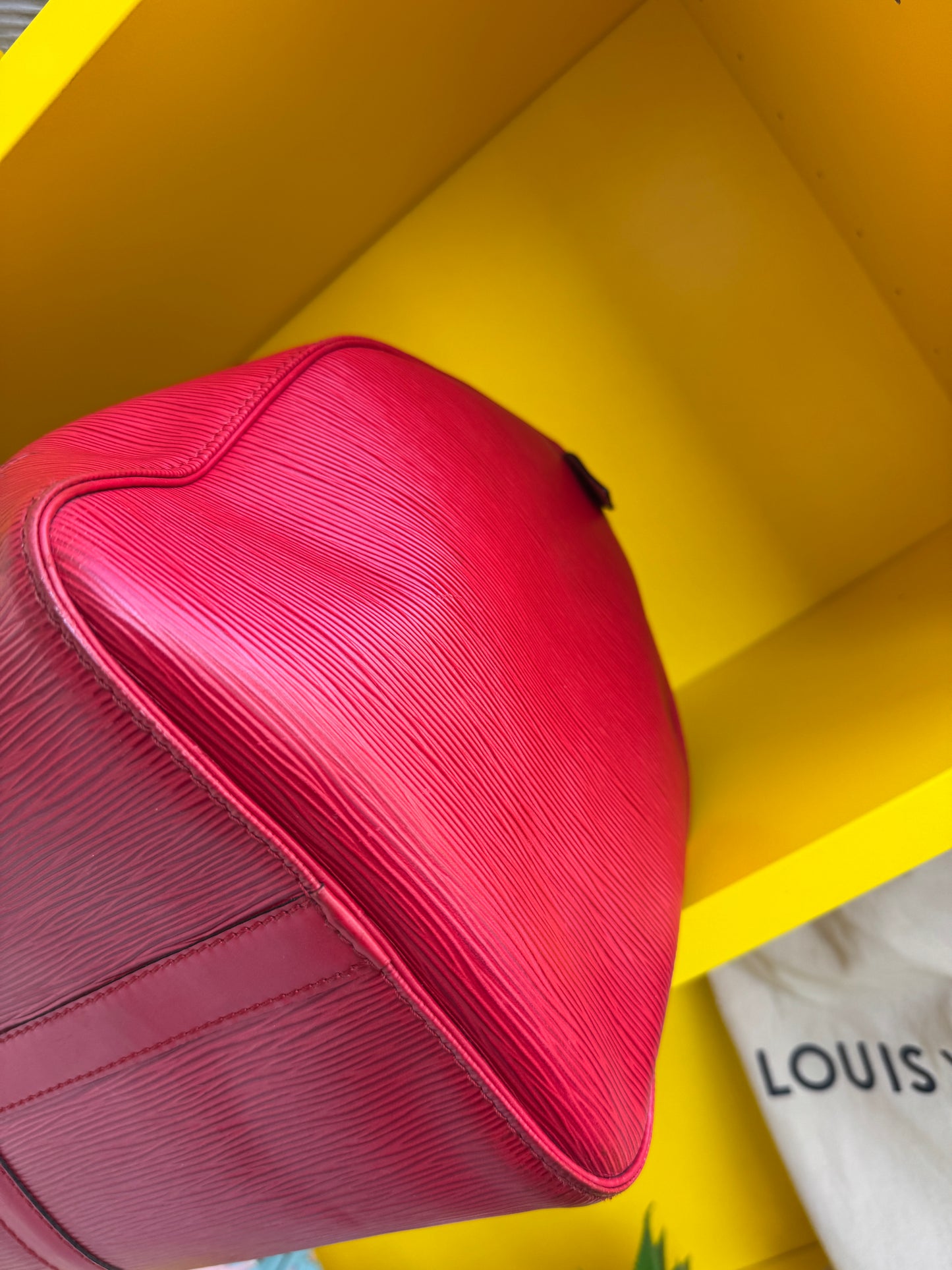 Louis Vuitton Red Epi Leather Keepall 45