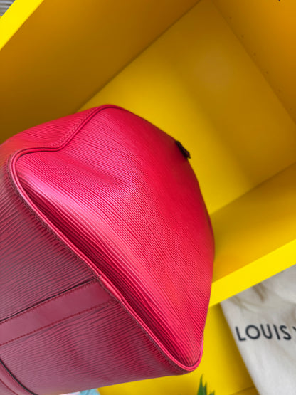 Louis Vuitton Red Epi Leather Keepall 45