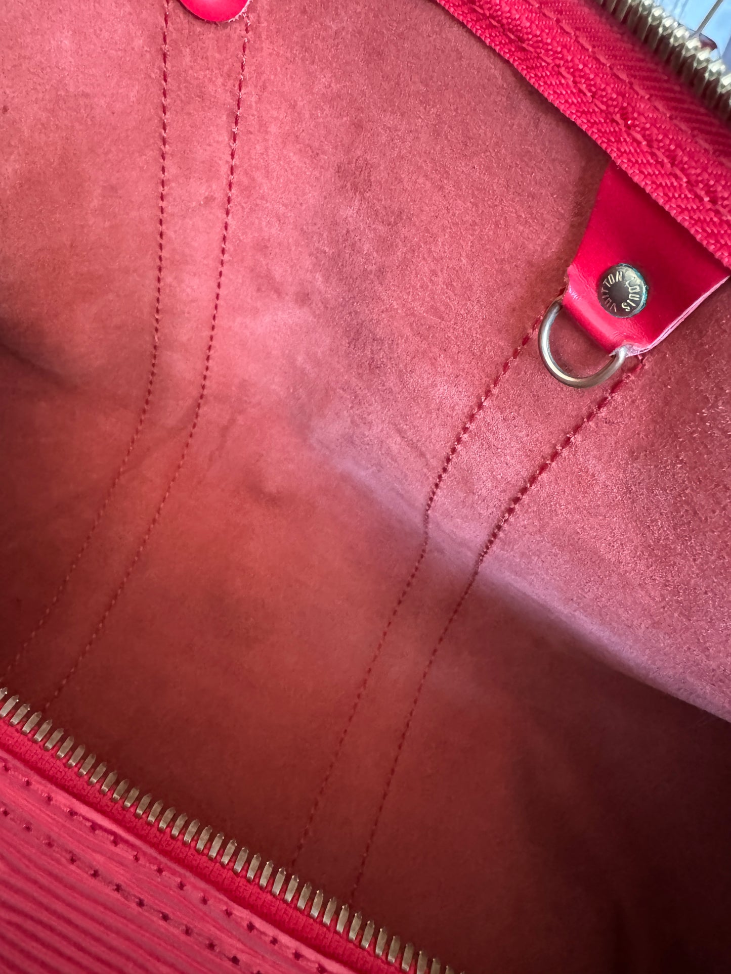 Louis Vuitton Red Epi Leather Keepall 45