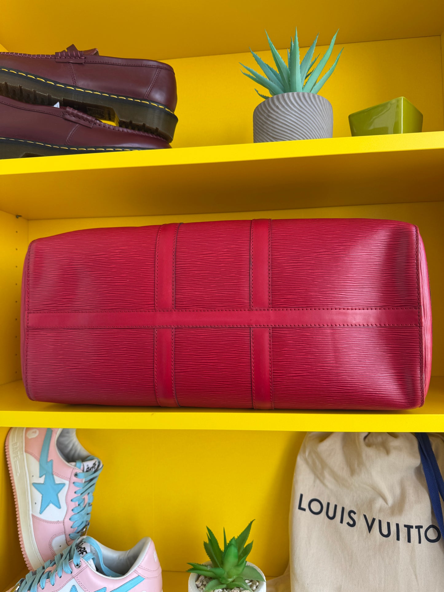 Louis Vuitton Red Epi Leather Keepall 45
